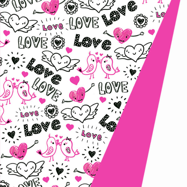 Doppelseitiges Geschenkpapier Love Pink