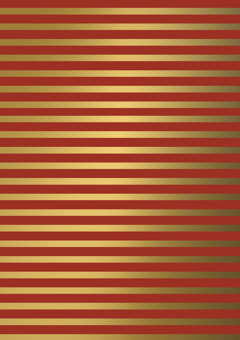 Kerstpapier Stripes Gold Rood