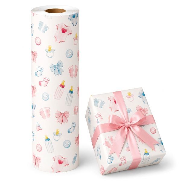 Geschenkpapier Baby Mädchen und Junge