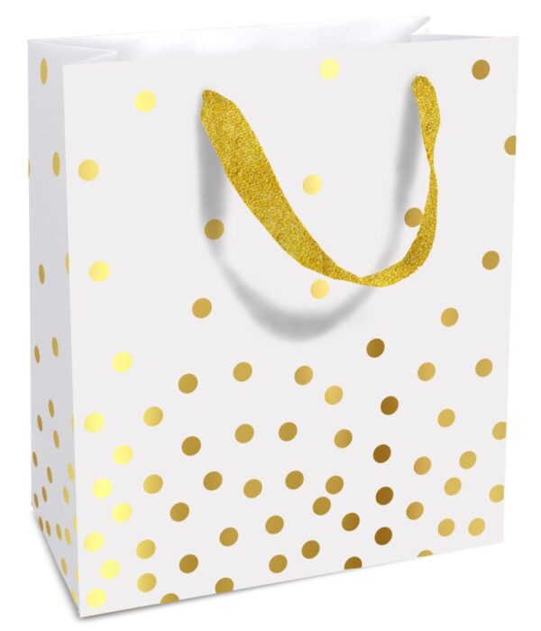 Tasche 18x21x8cm Golden Dots weiß