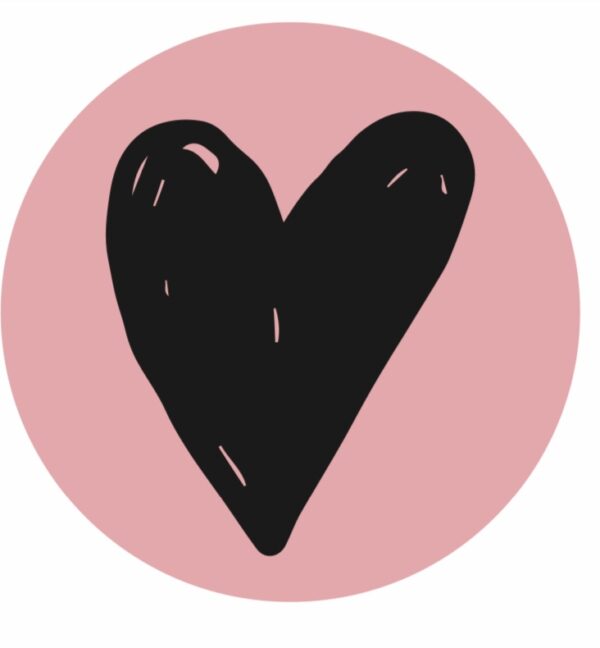 Geschenkaufkleber Herz Rosa Schwarz