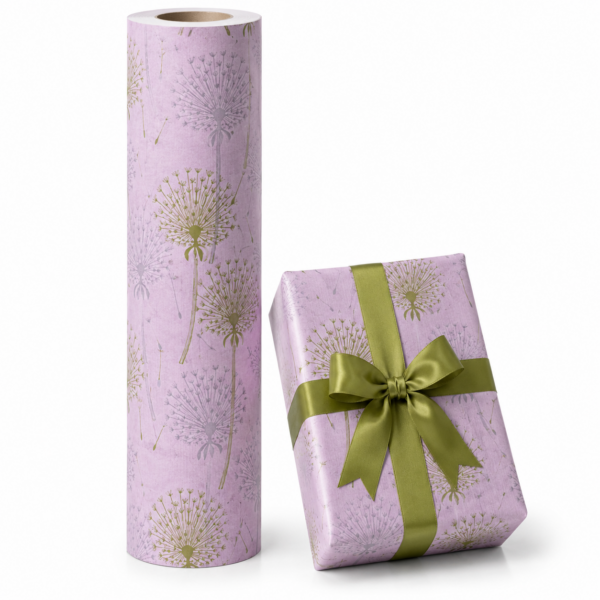 Geschenkpapier Löwenzahn Rosa Grün – 2 Seiten