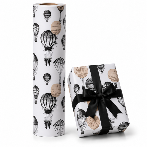 Geschenkpapier Luftballon Weiß Schwarz