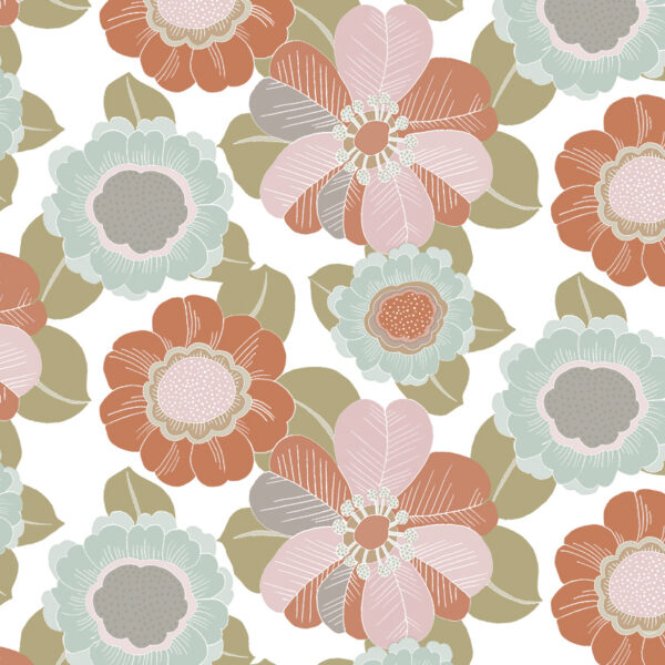 Geschenkpapier Blumen Rosa Minze