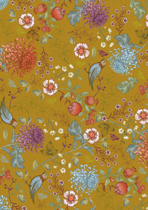 CGeschenkpapier Birdy Blossom Ochre