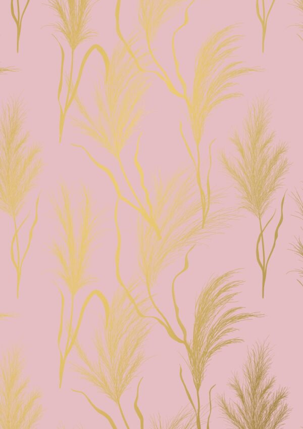 Geschenkappier Rosa Gras Gold