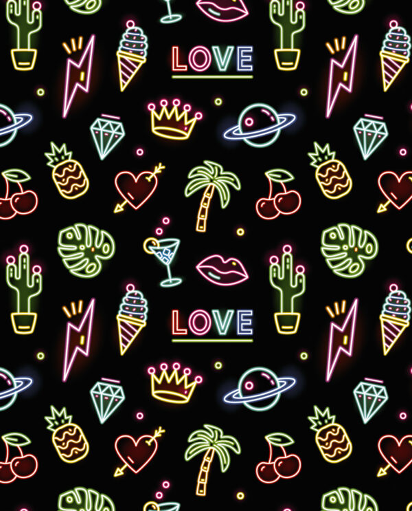 Geschenkpapier Neon Love Schwarz