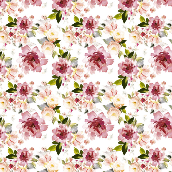 Geschenkpapier mit rosa Blumen bedruckt