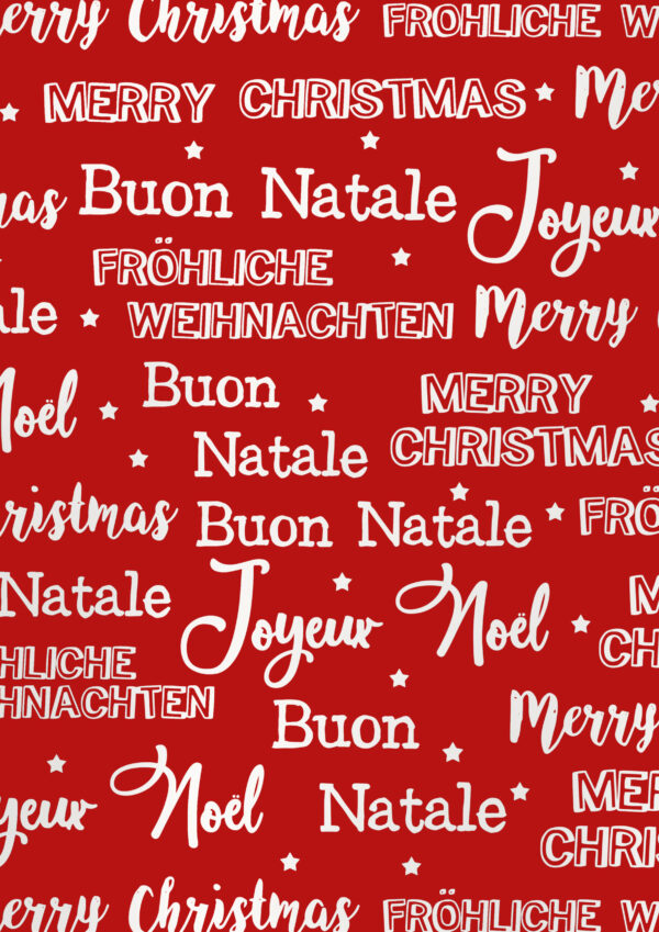 Geschenkpapier Merry Christmas Metallic Rot Weiss